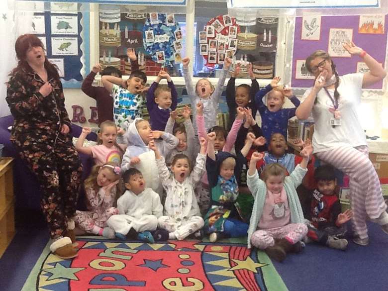 Our Lady Queen of Peace Catholic School takes part in BookTrust's annual Pyjamarama event PHOTO BookTrust